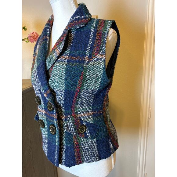 CAbi | Vintage Wool Blend Double Breasted Plaid Vest | Small - Picture 7 of 14